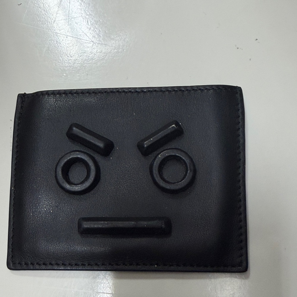 Fendi Black Leather Face Motif Card Holder